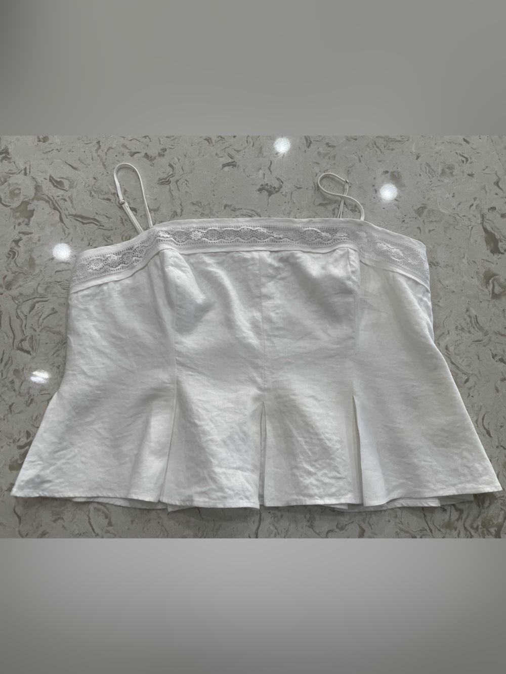 Reformation White Lace-Trim Skater Mini Skirt